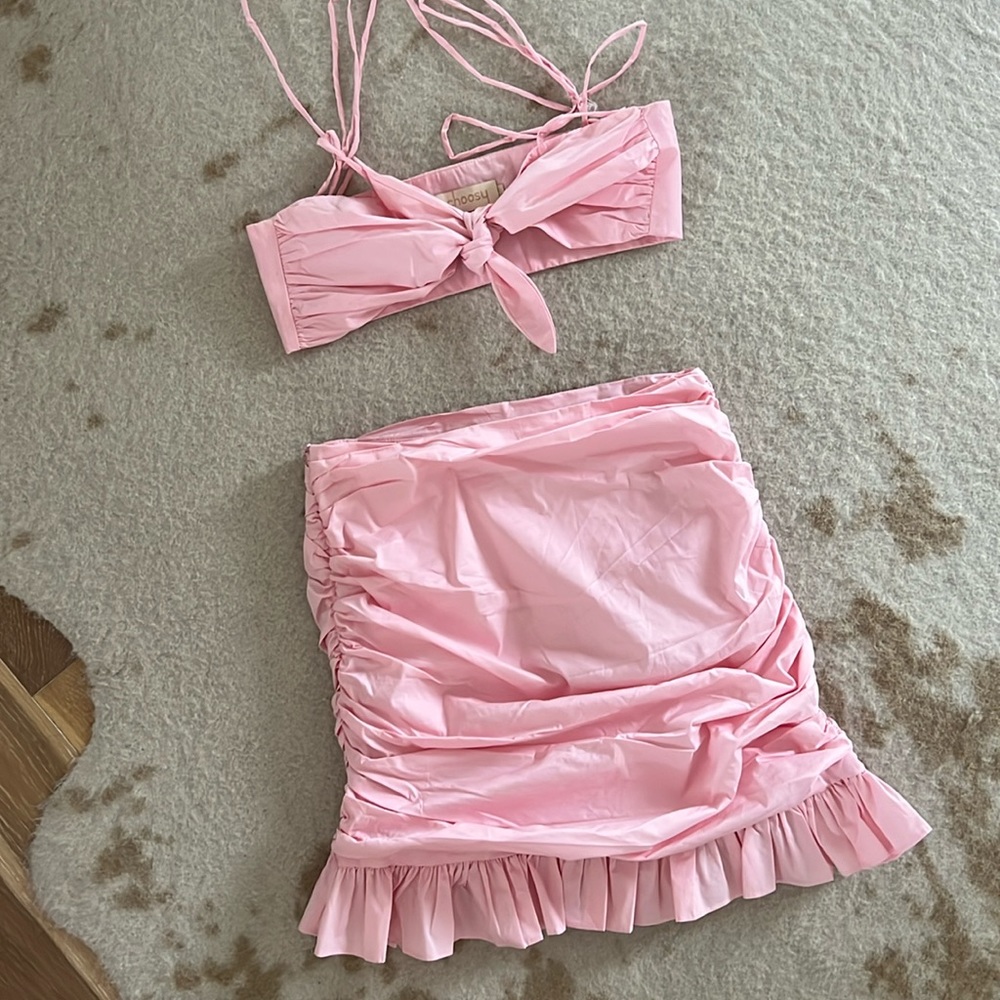 Baby Pink Mini Skirt and Top Set - Picture 4 of 6